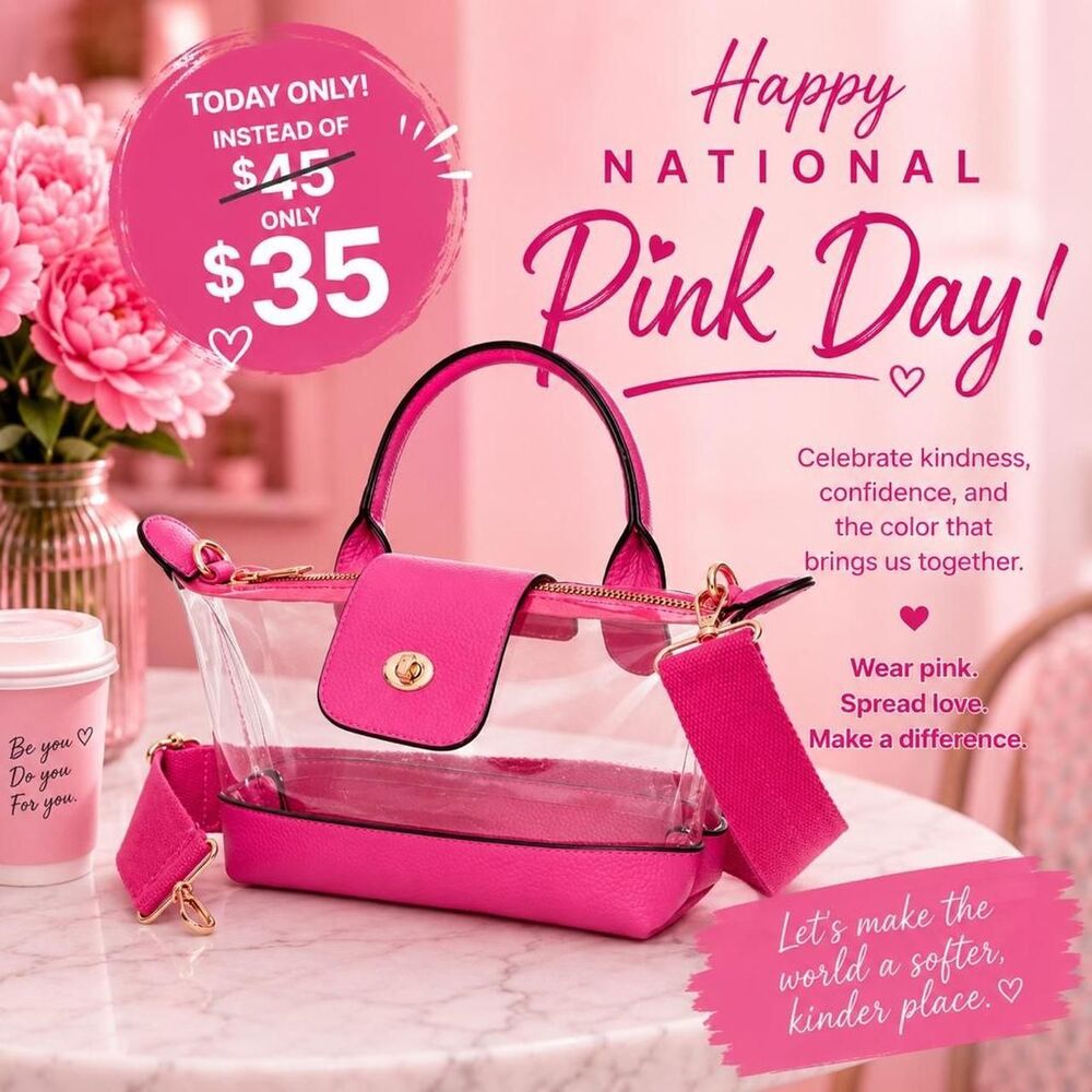 NWT Pink Clear top handle Stadium Approved Crossbody Bag